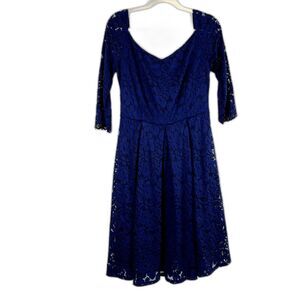 MISSMAY Retro Lace Cocktail Dress Floral Party Swing Fit Flare 3/4 Sleeve VNeck